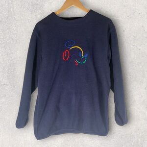 Vintage Walt Disney World Mickey Mouse Embroidered Navy Fleece Sweatshirt Medium